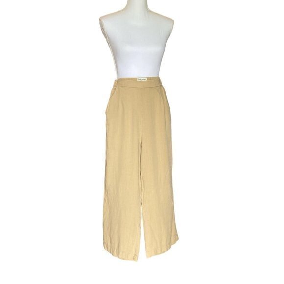 Trendy linen lose leg pants. Size S perfect for autumn flattering High waist - Picture 3 of 7